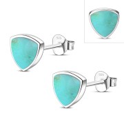 Turquoise Reuleaux Triangle Silver Stud Earrings, e390st